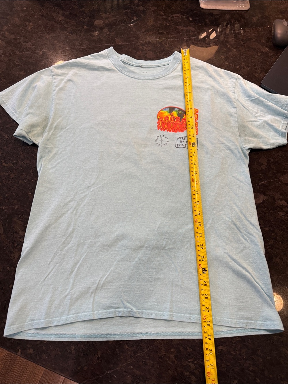 Cactus Light Blue Short Sleeve Tee with Palm Sunset Patch